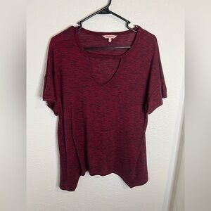 Juicy Couture Stretch Knit Red Top Asymmetrical Hem Size M